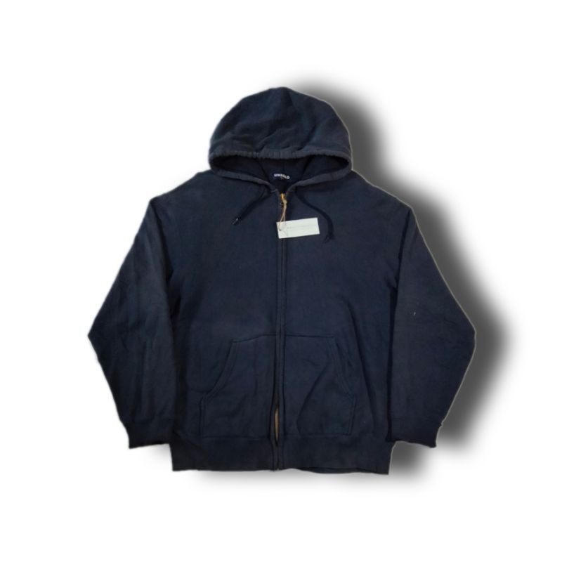 Hoodie Zipper basic uniqlo Navy/Hoodie pria dan wanita