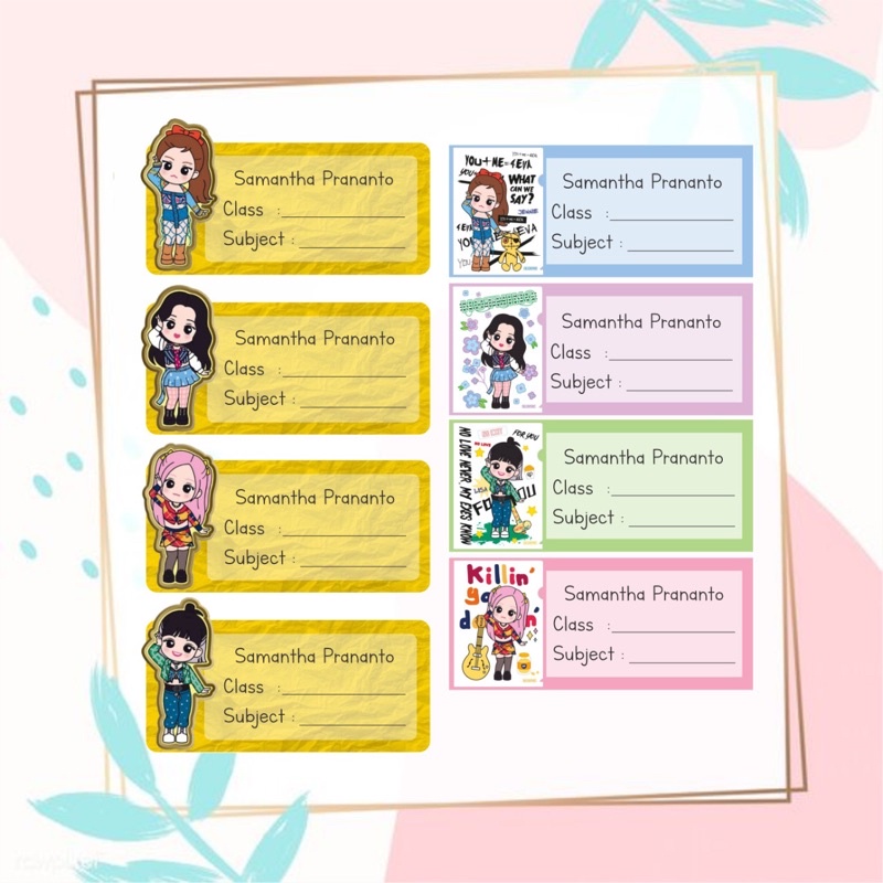 Blackpink LSG sticker KPOP label nama buku mata pelajaran sekolah BP bisa custom