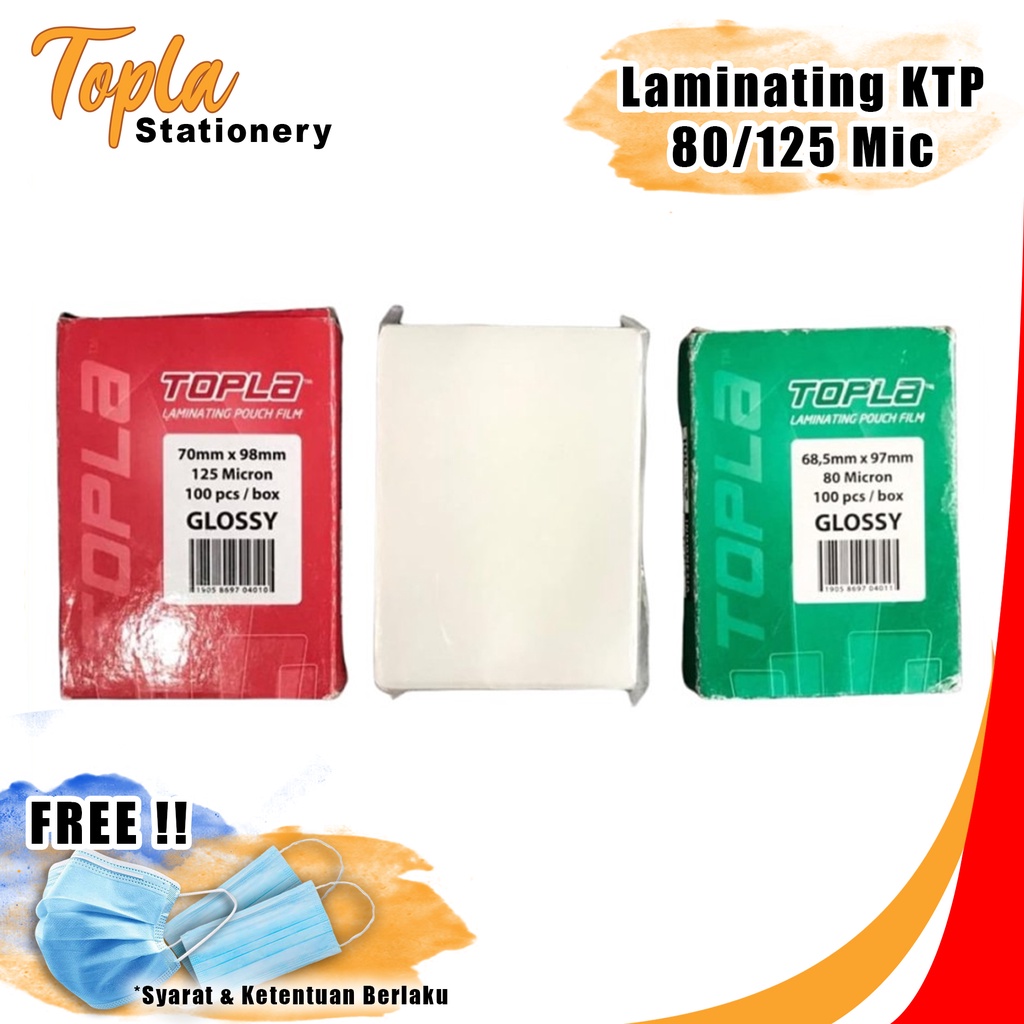

Plastik Laminating KTP Laminating Film Isi 100 Lembar Topla