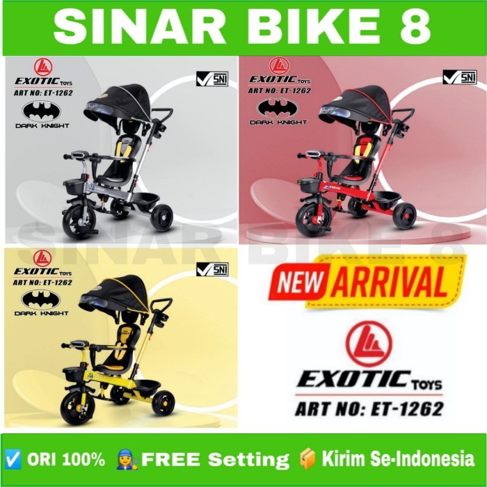 Sepeda Anak Roda Tiga 3 Tricycle EXOTIC ET 1262 Batman Dark Knight Tricycle Anak