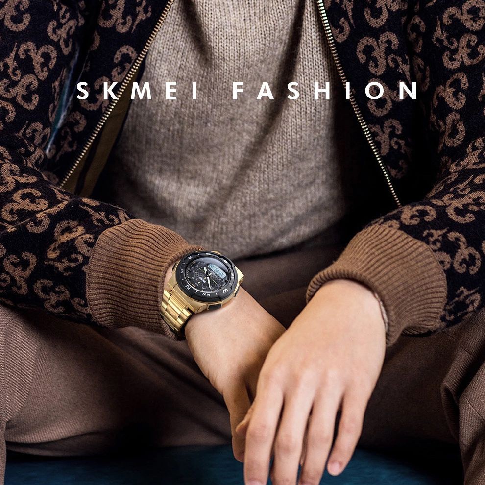 SKMEI 1370 Jam Tangan Pria Digital Analog Tali Stainless Anti Air WATCHKITE WKOS