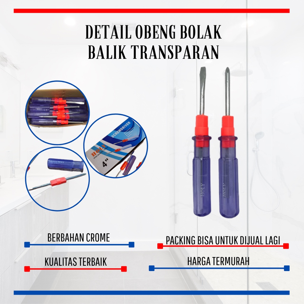 OBENG BOLAK BALIK TRANSPARAN UKURAN 4 INCH/ OBENG MIN PLUS / OBENG BELIMBING TRANSPARAN