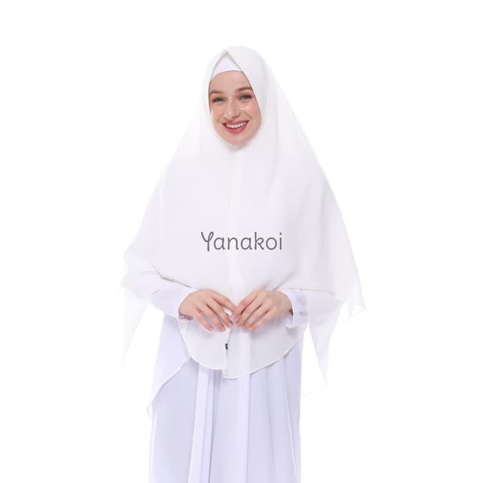 YANAKOI HIJAB - JILBAB KHIMAR SYAFA SOFT PET ANTEM WARNA PUTIH TULANG 