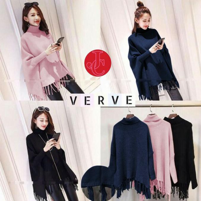 JAKET WANITA SWETER VERRVE MURAH/JAMPER RAJUT JUMBO RUMBAI KEREN SUPER FASHION