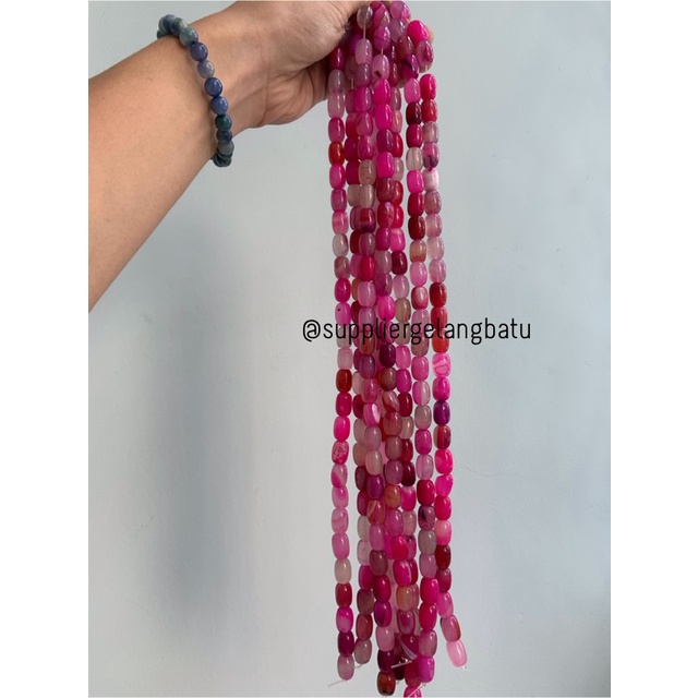 batu alam Penden tabung purple agate 10mm bahan gelang kalung agatis
