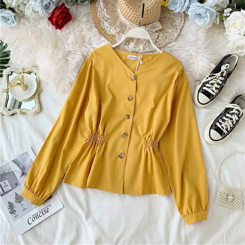 DISKON POKA TOP - blouse korea / korean style / daily blouse / blouse hits / grosir blouse