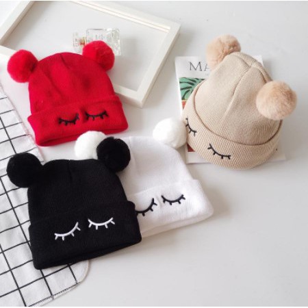 LittleAaron KUPLUK SLEEPY BEAR (K) Topi Anak Lucu Model kupluk Usia 0 Sampai 3 Tahun Kualitas Terbaik