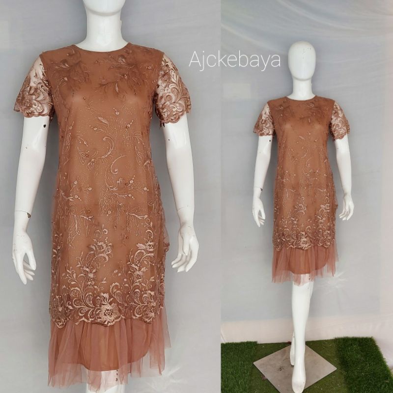 DRES/DRES TULLE/DRES TERBARU/DRES MODERN/KEBAYA DRES/PAKAIN PESTA/AJC KEBAYA