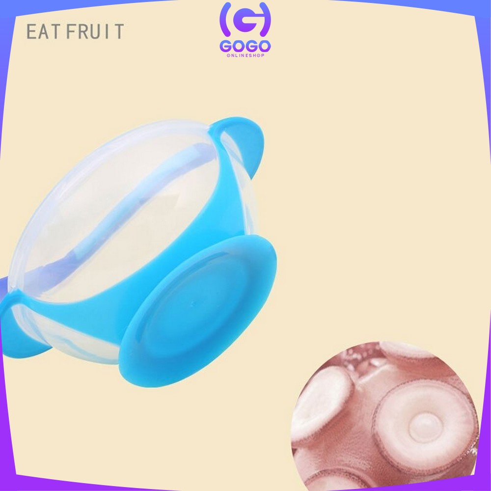 GOGO-C123 Mangkok + Sendok Makan Bayi Sensor Panas Mangkuk Tempat Makan Bayi Anti Tumpah Suction Bowl