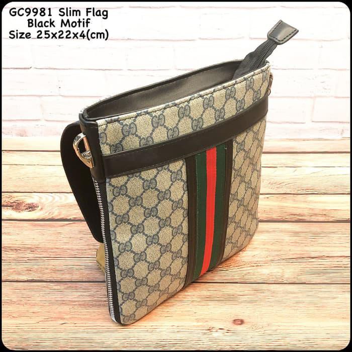 EKSKLUSIF TAS PRIA GUCCI 9981 BLACK MOTIF KW SUPER TAS COWOK TAS MURAH TAS LAKI 