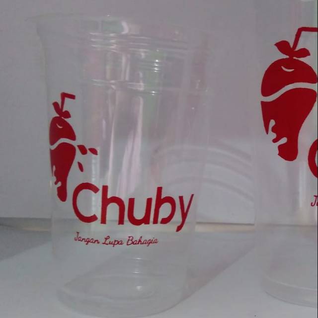 Sablon gelas cup plastik ketebalan 16oz  5 gram + tutup cembung