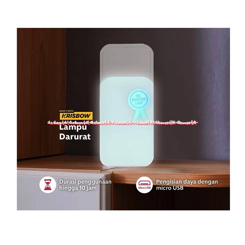 Krisbow Lampu Darurat Tahan 10Jam Bisa Charge USB Emergency Lamp 18 watt Model Minimalis Simpel Kris Emergenci Lamps