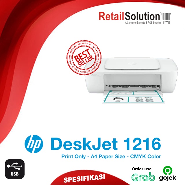 Printer A4 Warna USB - HP Deskjet 1216 DJ1216 Garansi Resmi