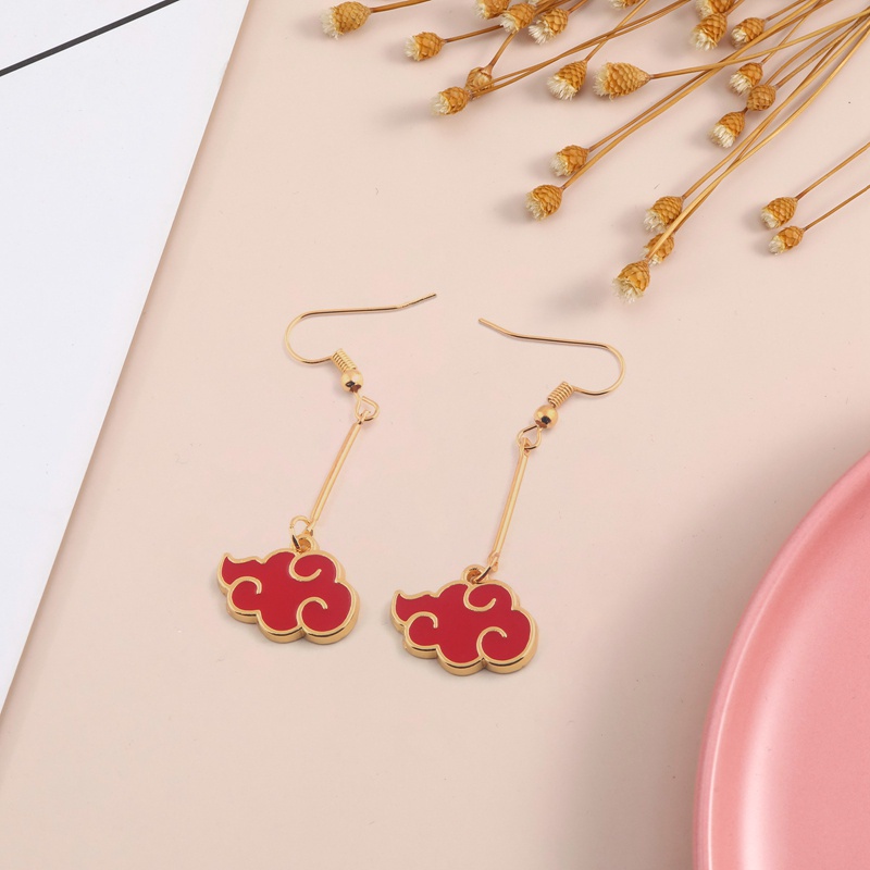 Anime Naruto Jewelry Konoha Earrings For Women Akatsuki Red Cloud Ear Hoops Ninja Darts Dangle Earring Fans Creative Gift