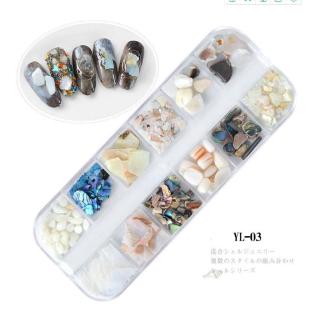 12 Grids Nail Decorations 3d Shiny Abalone Pearl Shell Slice Flake Nail Art 3d Stone Sequins Decorations Diy Tips Acrylic Nail Art Studs Manicure Accessories Shopee Indonesia