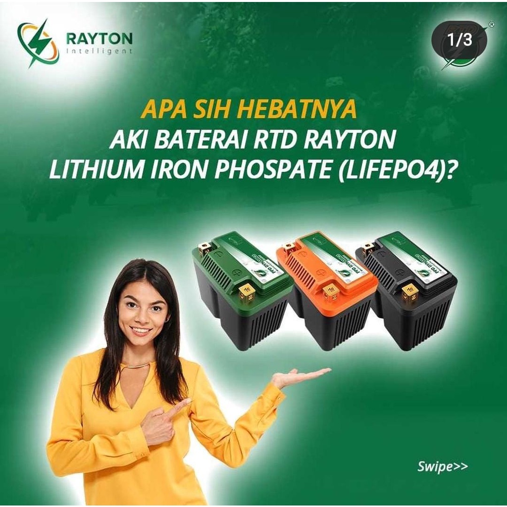 AKI BATERAI RAYTON LITHIUM IRON PHOSPATE LIFEPO4 RECHARGE PREMIUM RTD motor