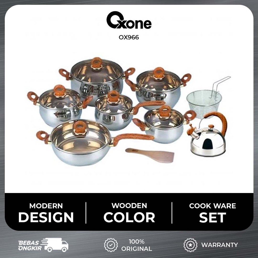 Oxone OX966 Cookware Panci Set Stainless Steel Anti Karat Premium