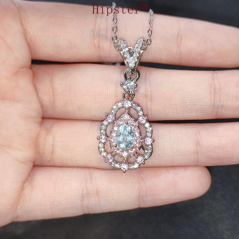 Natural Topaz Pendant Two-Tone Necklace for Women