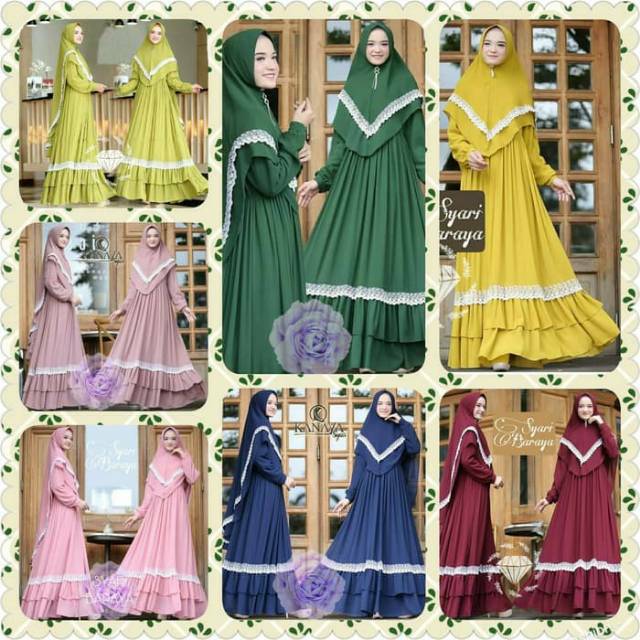 Gamis Syari Bergo Renda Baraya
