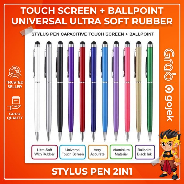 

Stylus Pen 2in1 Universal Handphone Tablet + Pulpen Tulis Putar Tinta Hitam