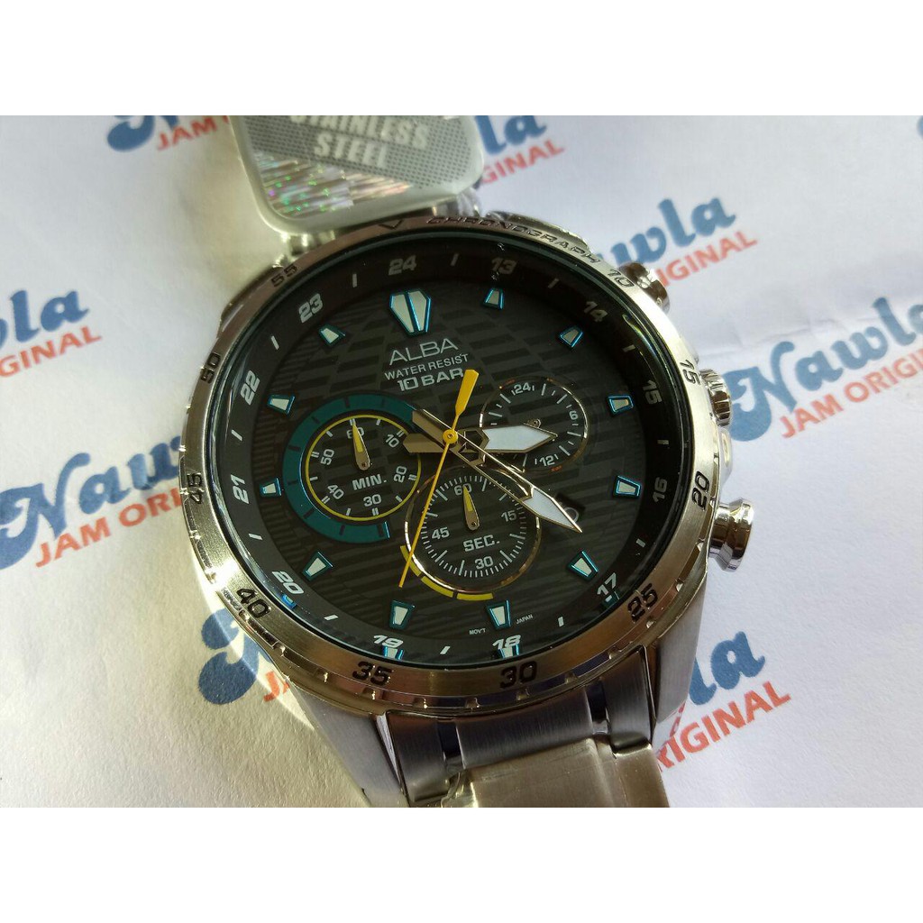 Alba Quartz AT3C21X1 Chronograph Black Dial - Jam Tangan Pria AT3C21