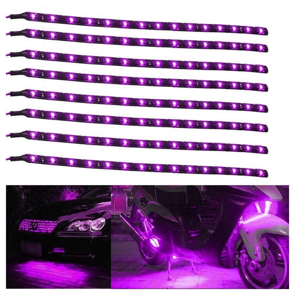 Wonder 8pcs Strip Lampu LED Mobil Ungu High Quality Kendaraan Motor Flexible Waterproof