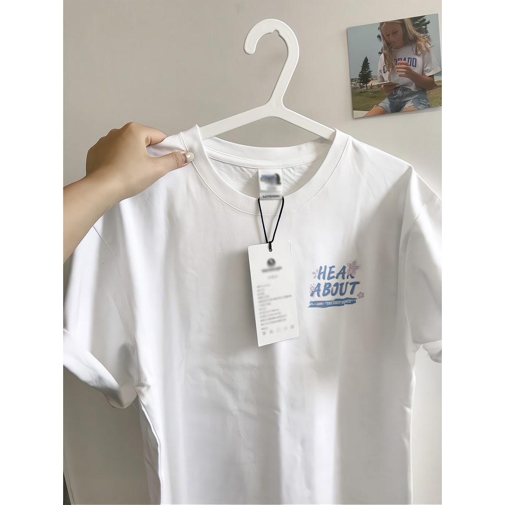 [100%  Katun]Kaos Putih Atasan Wanita Lengan Pendek Oversize Printed T-shirt Baju Wanita Kekinian Korean Style