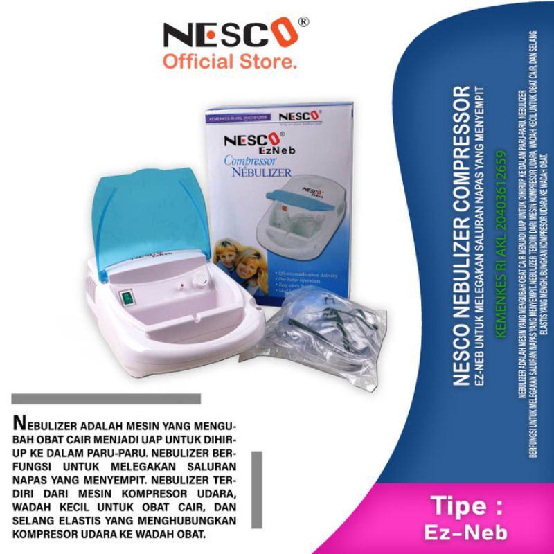 Nebulizer Nesco Ez-Neb / Compressor Nebulizer Original Nesco EzNeb / Alat Bantu Pernafasan