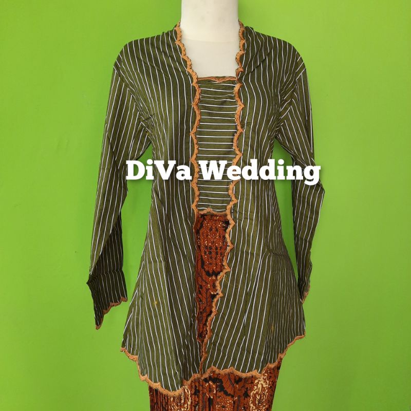 Atasan Kebaya Kutubaru lurik katun bordir