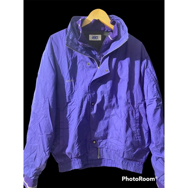 jaket windbraker asics vintage ungu