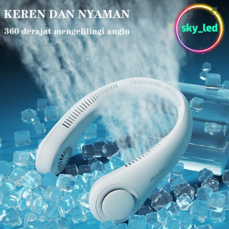 KIPAS ANGIN LEHER PORTABLE MINI HANGING NECK FAN USB TANPA BALING BALING KIPAS A6