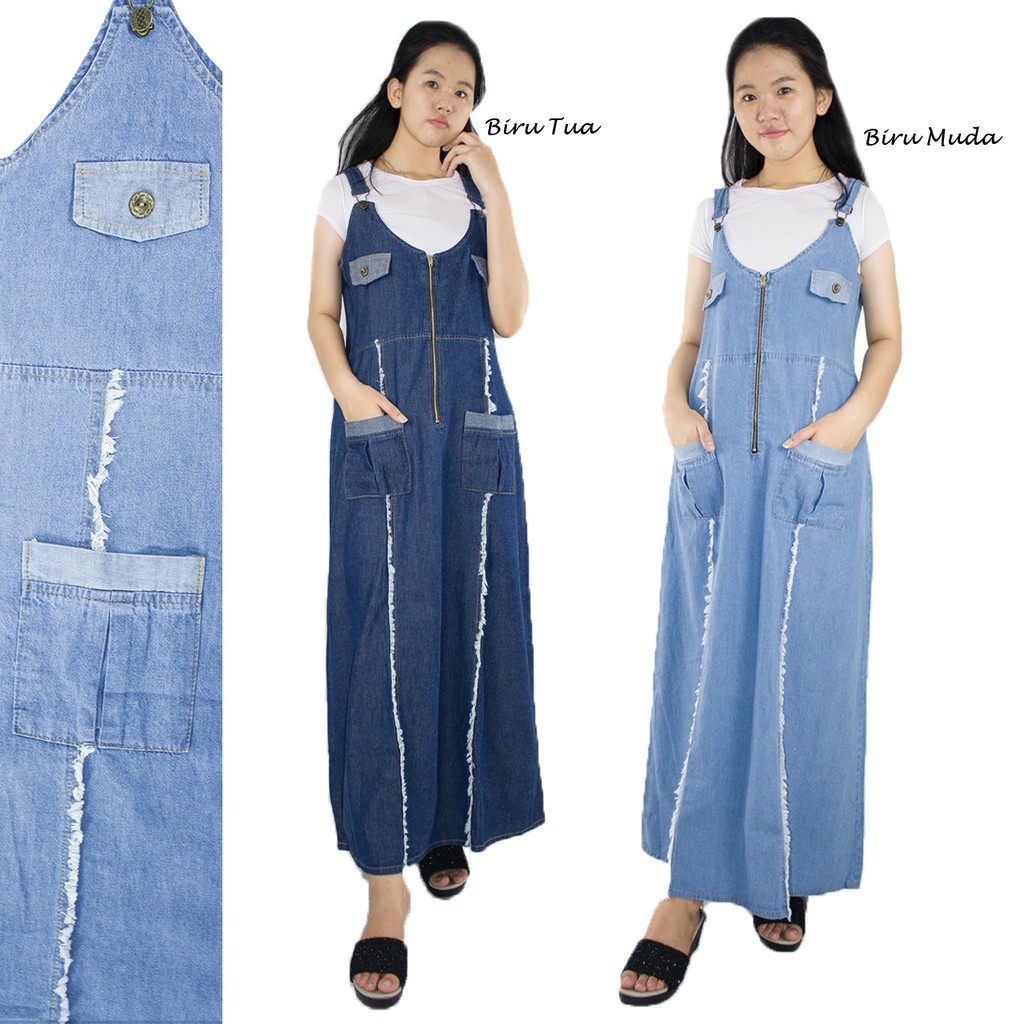 SB Collection Overall Dress Maxi Caria Jumpsuit Longdress Jeans Casual Wanita