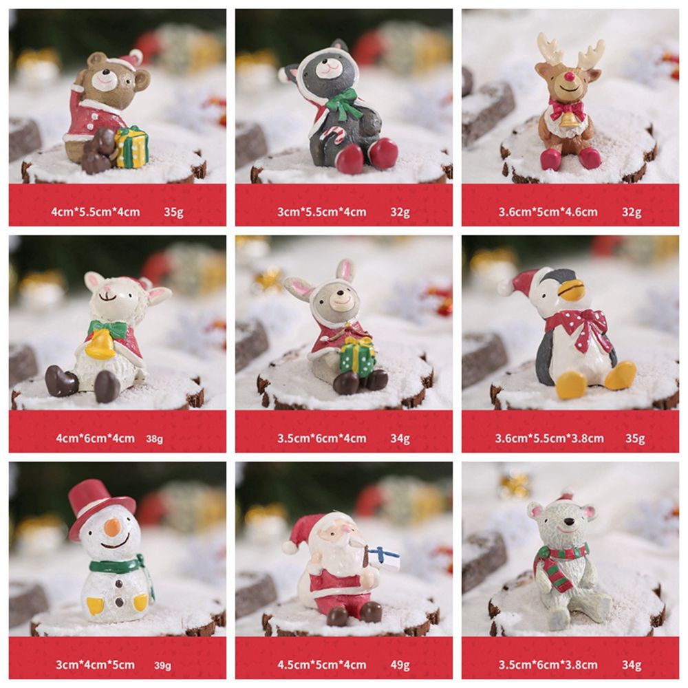 REBUY DIY Christmas Gift Small Statue Micro Landscape Miniature Figurines Animal Model Home Decor Santa Claus Child Toys Terrarium Decoration Resin Crafts Fairy Garden Ornament