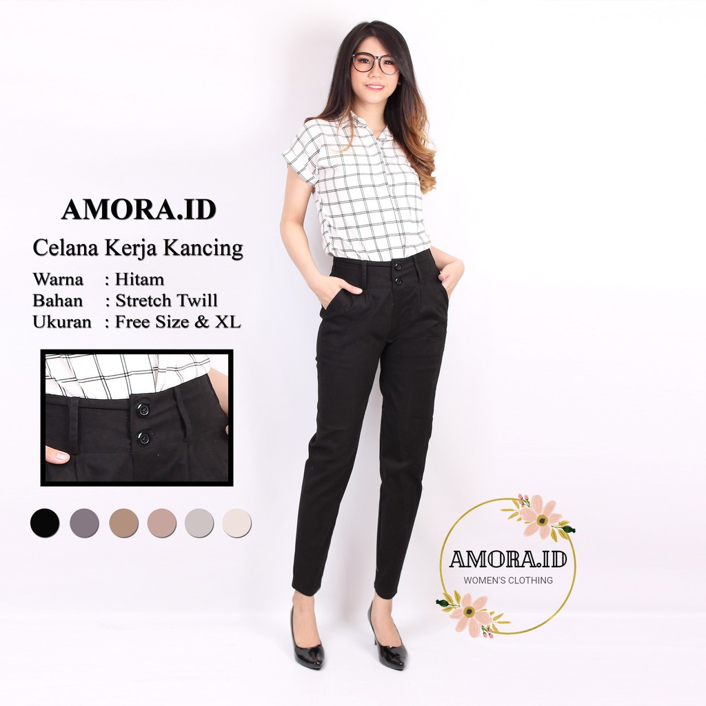 AMORA Celana Baggy Pants Wanita Premium Model Resleting Size allsize,XL,2L AMO