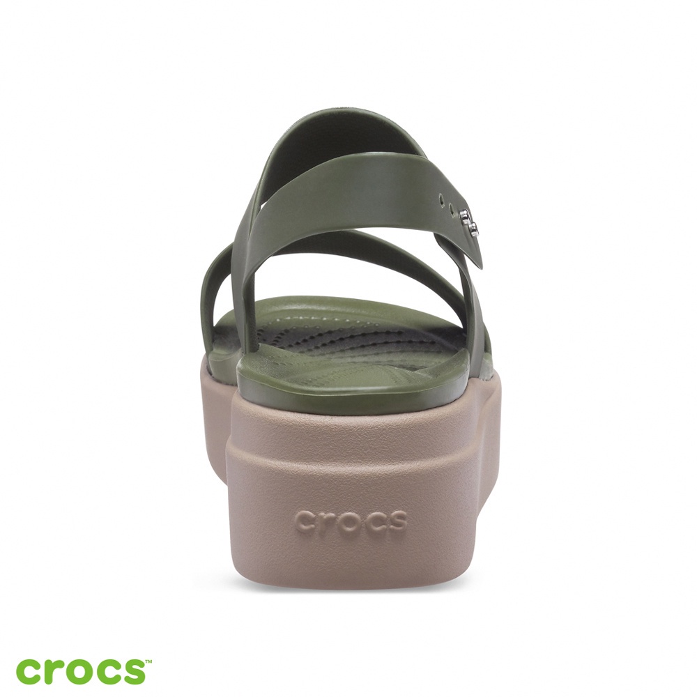 Sandal Wanita / Crocs Brooklyn Low Wedges Tali / Fashion Wanita / Crocs BrookLyn - Army - 206453-31G