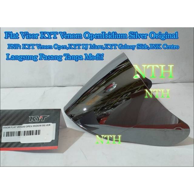 Flat Visor Helm KYT venom Open DJ maru Galaxy Slide Ink Centro Iridium Silver Original