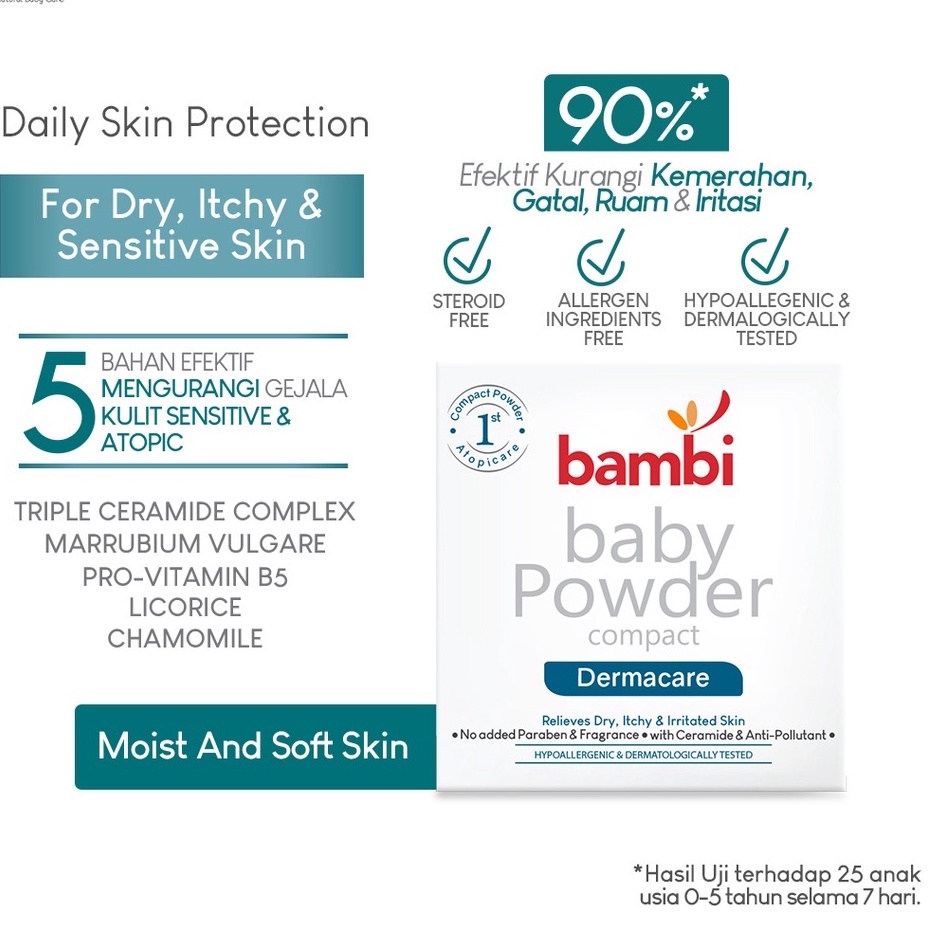 Bedak padat Bambi Baby Compact Powder / Compact Powder Prickly Heat 40gr / WOODY POWDERY 100GR