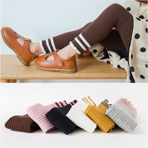 B12 Legging anak / legging buka kaki anak import duo warna motif stripes