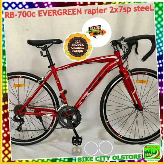  Sepeda balap EVERGREEN rapier  RB700c Steel 2x7sp GRATIS 