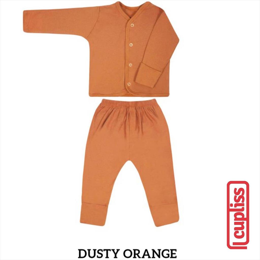 Dusty Orange Little Palmerhaus Button Tee Long Sleeve Baju Bayi