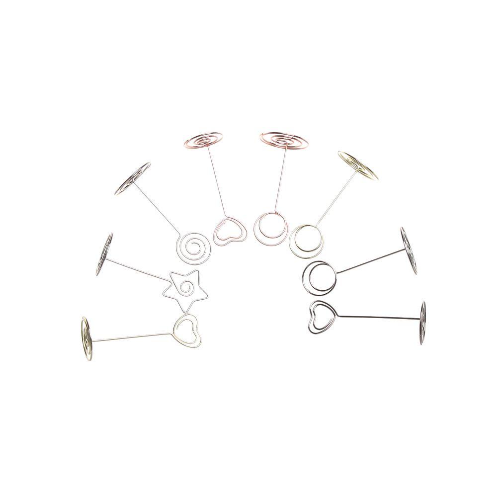 Suyo 1/5pcs Tempat Kartu Fashion Rose Gold Penjepit Kertas Bentuk Hati Desktop Dekorasi Foto Klip