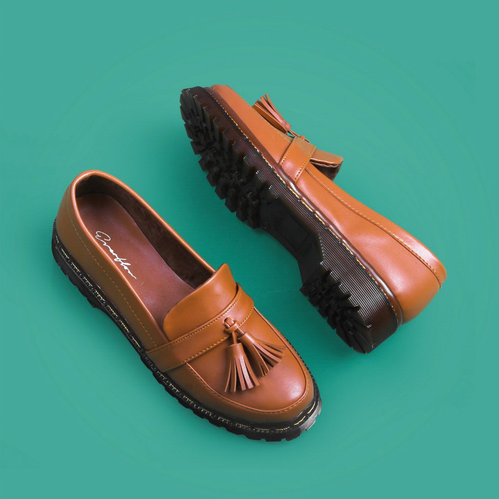 ☀ REV STORE ☀ Sepatu docmart Wanita / Sepatu casual Wanita Warna Tan