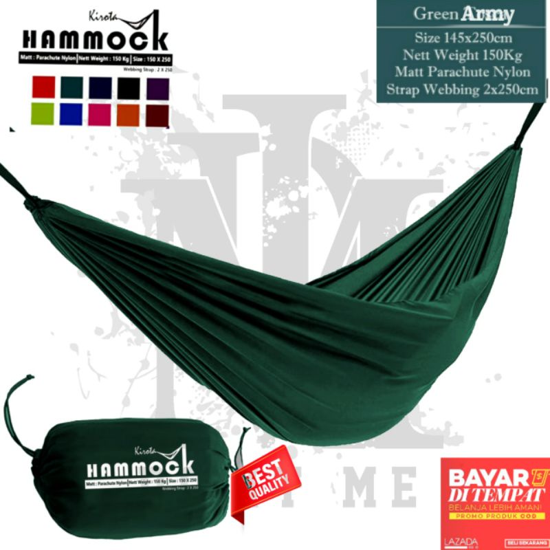 HAMMOCK SINGLE DEWASA 200KG AYUNAN TEMPAT TIDUR GANTUNG HIKING CAMPING TRAVELLING BERKEMAH MENDAKI -
