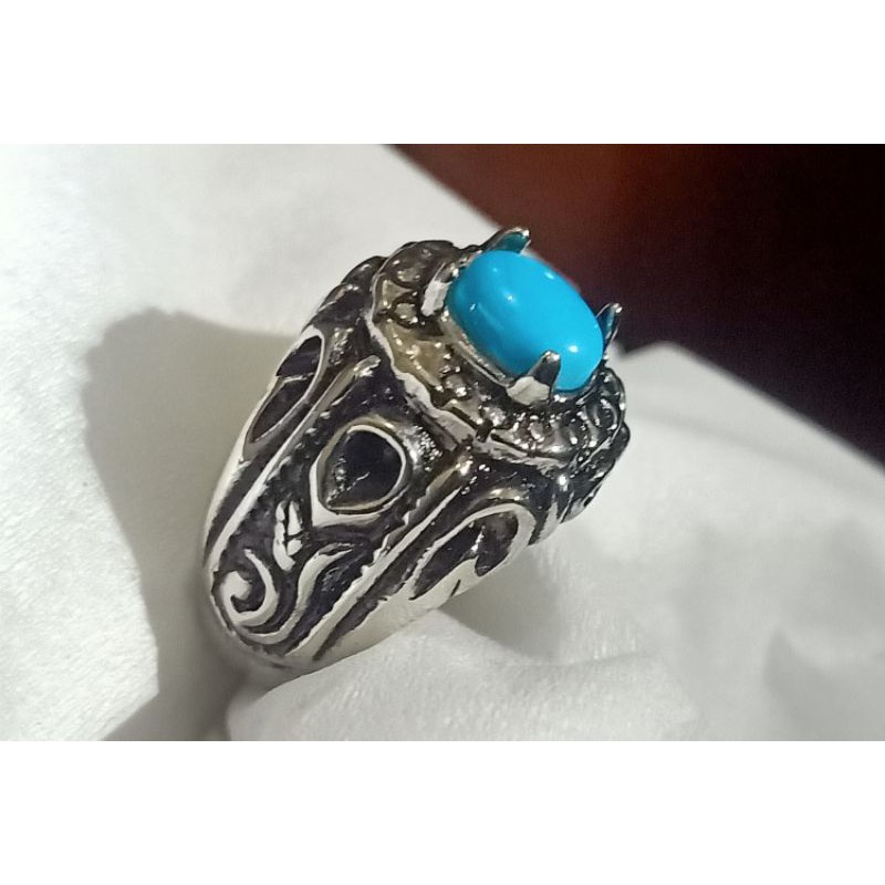 natural Pirus Persia polos ring ukir Bali