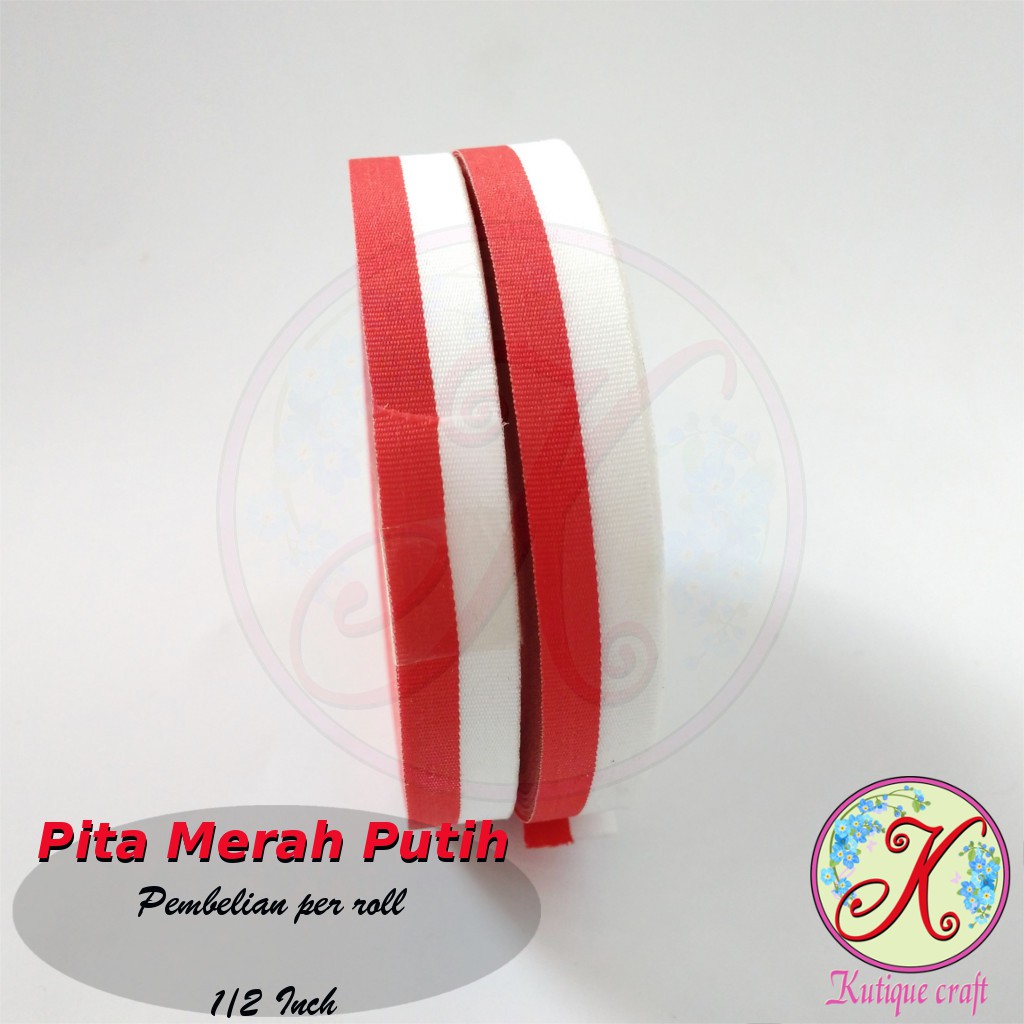 Pita Merah Putih Kerajinan 1/2 Inch / 1,5 cm roll