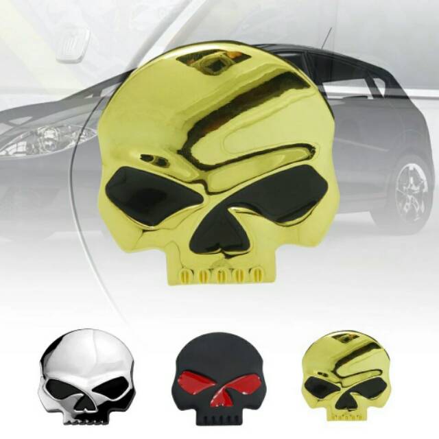 Import emblem skull besar tengkorak metal solid u/ aksesoris mobil motor laptop dll