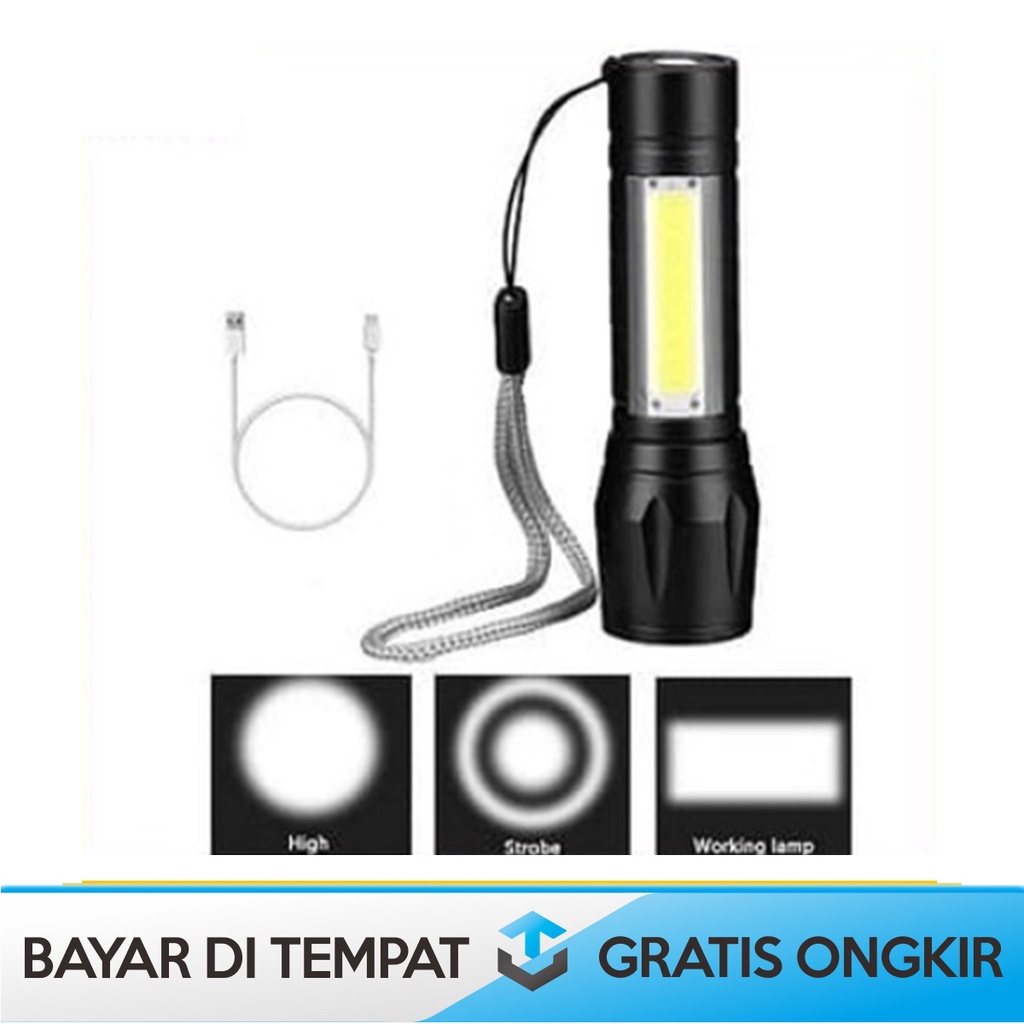 SENTER LED USB RECHARGEABLE TAFFLED ALBINALY SUPER TERANG PORTABLE ORI