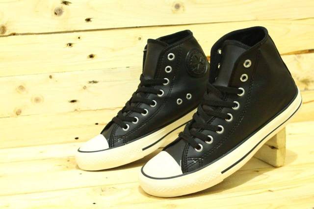 Sepatu Converse Kulit High Hitam Premium Grade Ori, Free Kaos Kaki, Unisex Size 37-43.