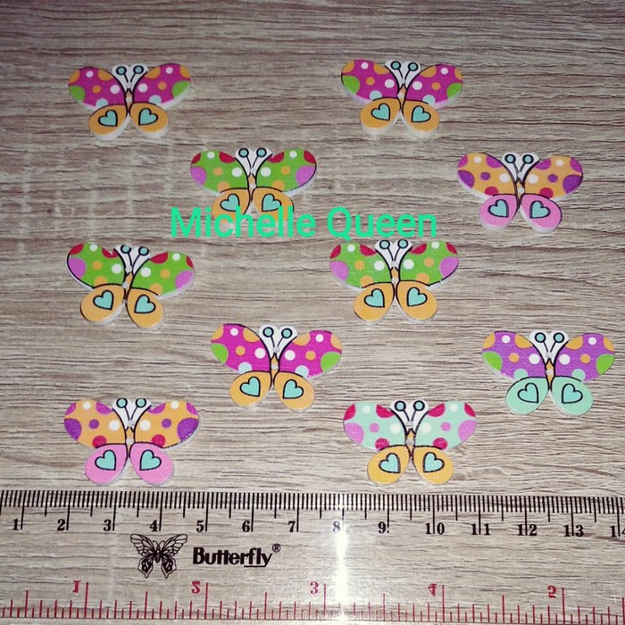Kancing Kayu Prakarya Motif Butterfly Kupu Kupu Besar Warna Warni Kode A