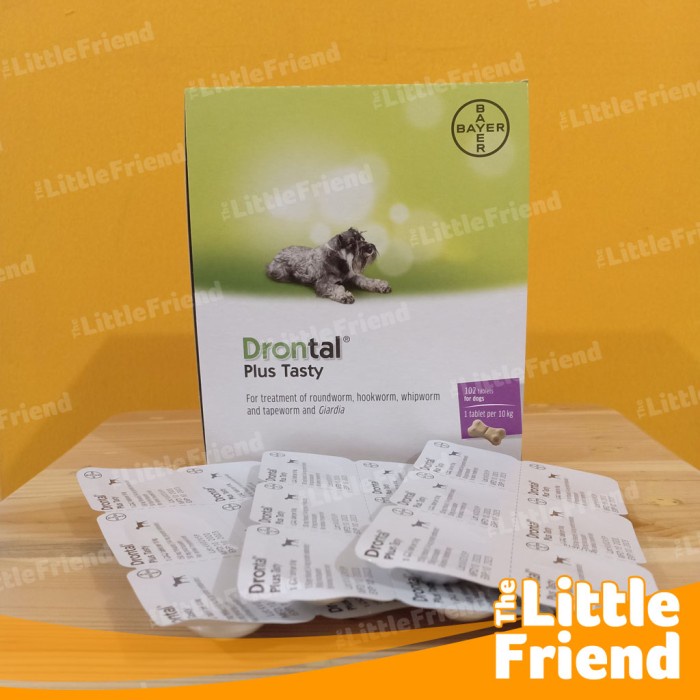 Obat Cacing Anjing Drontal Plus Tasty Dog Tablet Bone Shape Asli